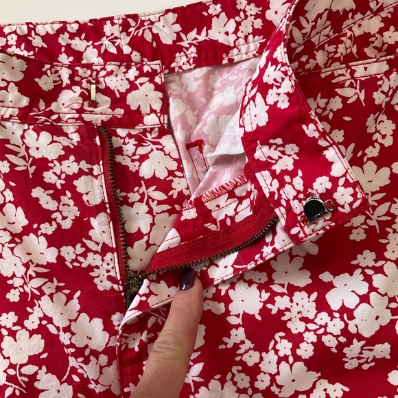 Calvin Klein Jeans Floral Crop Pants Red White Size 8 - Picture 5 of 11